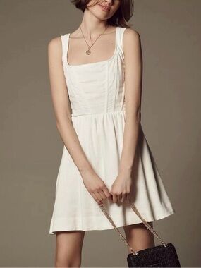 Anthropologie Dress Aureta Studio NWT Corset Linen Blend Minidress Medium